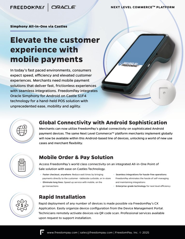 FreedomPay Castles All-in-One Simphony sales slick preview