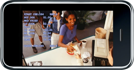 Remote Eyes mobile viewing with POS transaction overlay